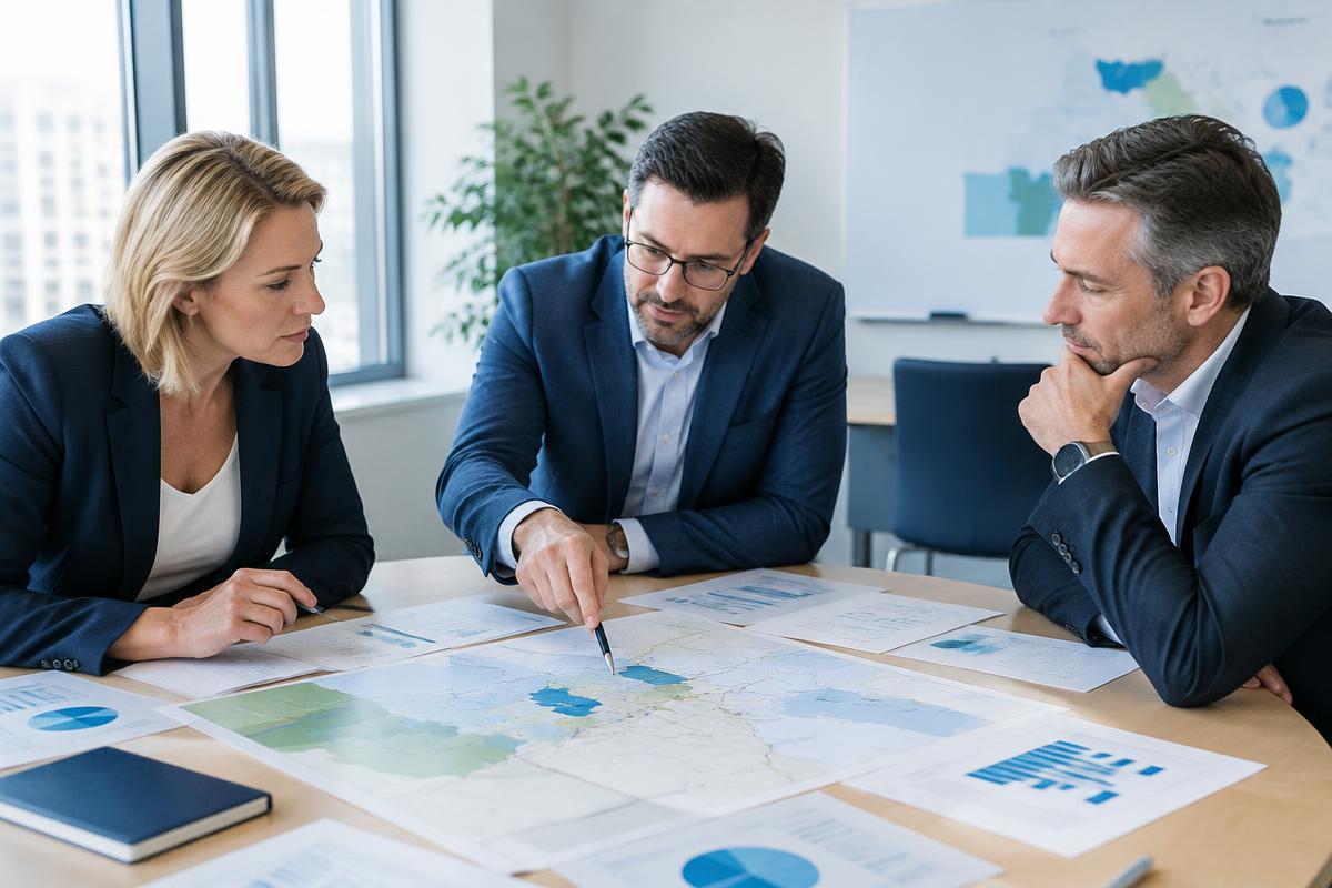 Commercial team examining differences between target markets