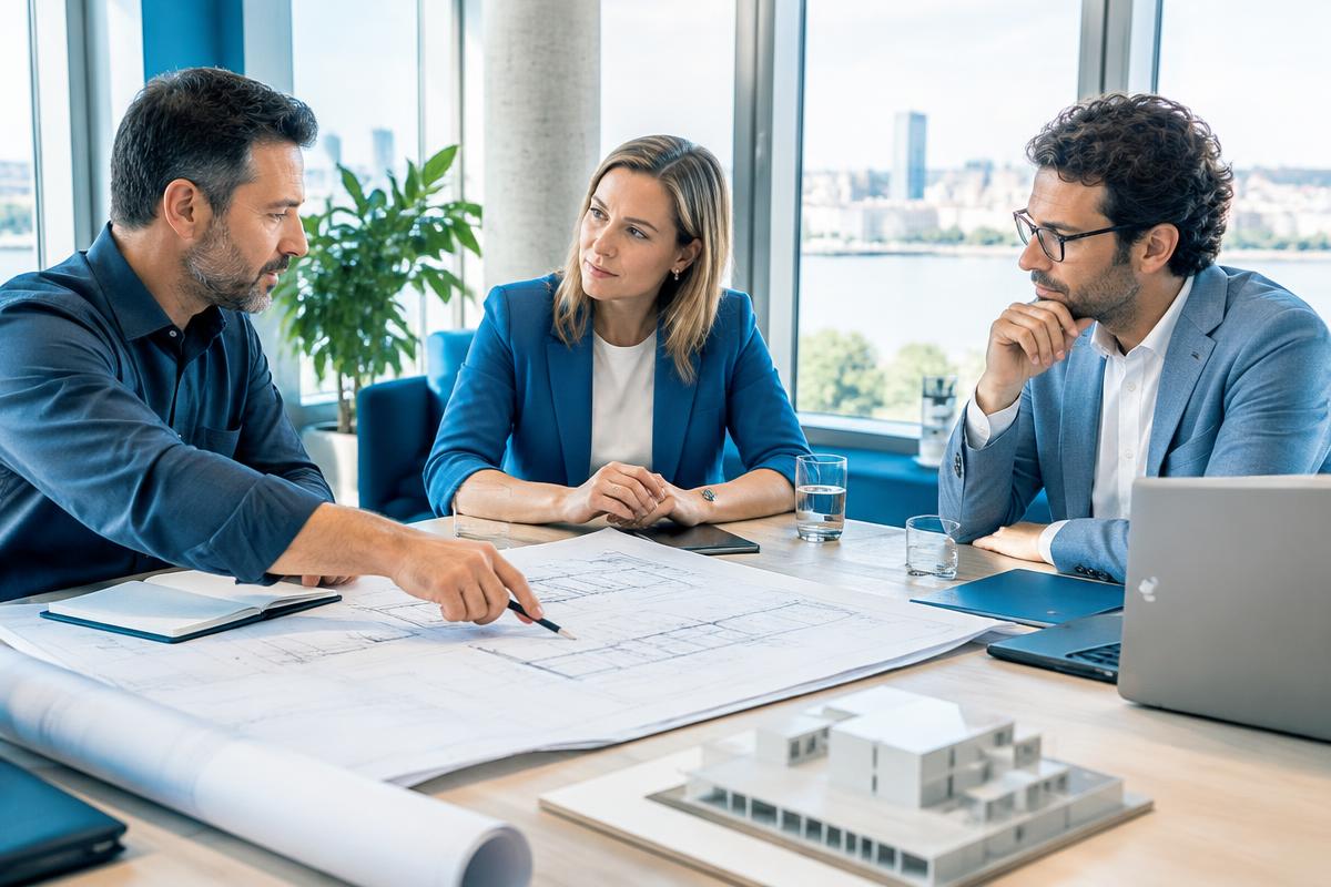 Colleagues discussing stakeholders in an industry buying decision
